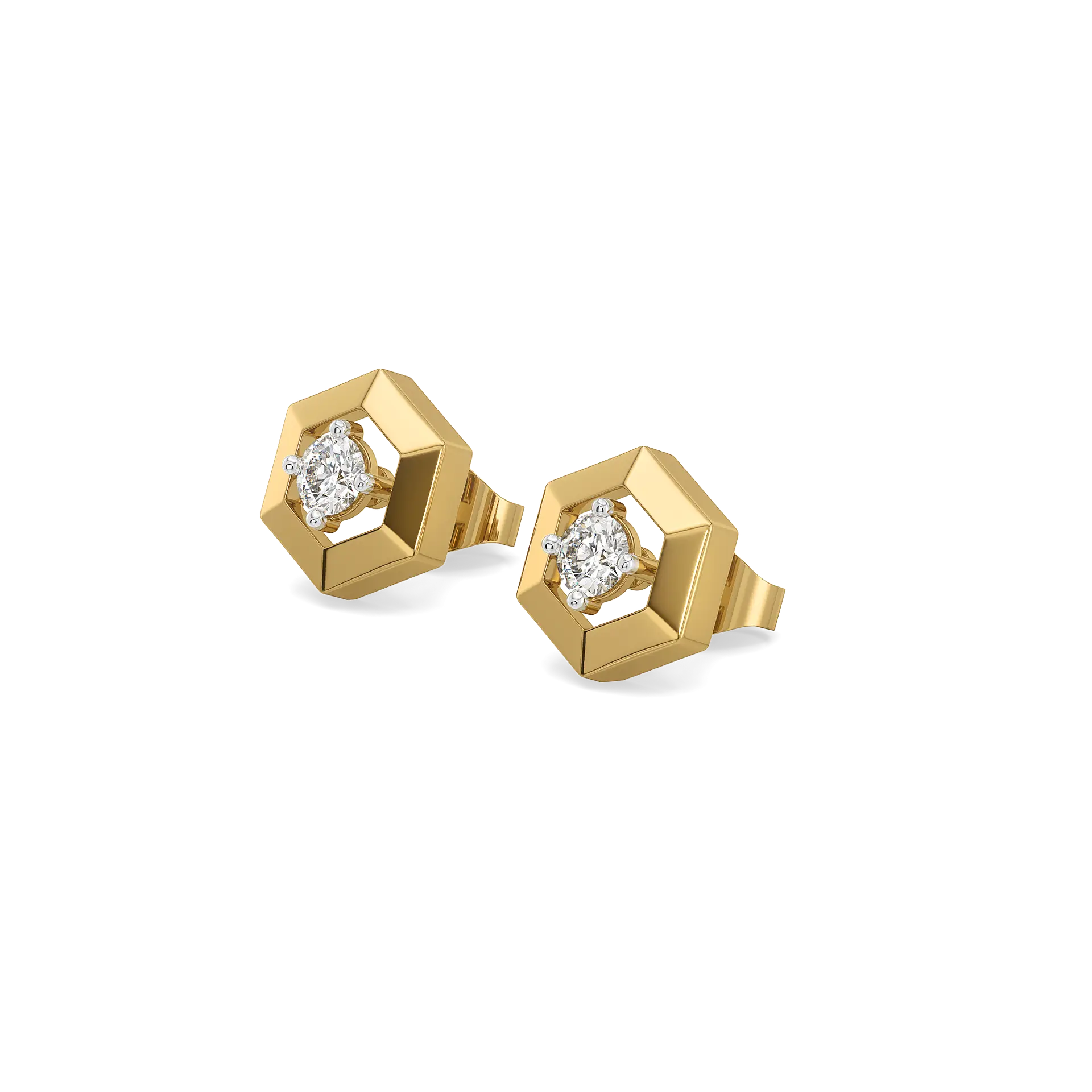 Hexa Solitaire - Lab Diamond Stud Earrings — image 1