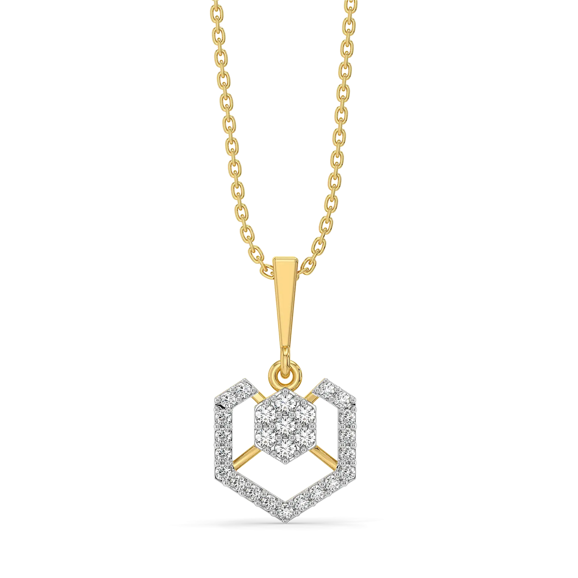 Hexagon Chic - Lab Diamond Pendant