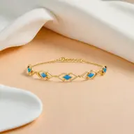 Icy Blue Enamel Geometric - 18kt Gold Vermeil Bracelet thumbnail 5