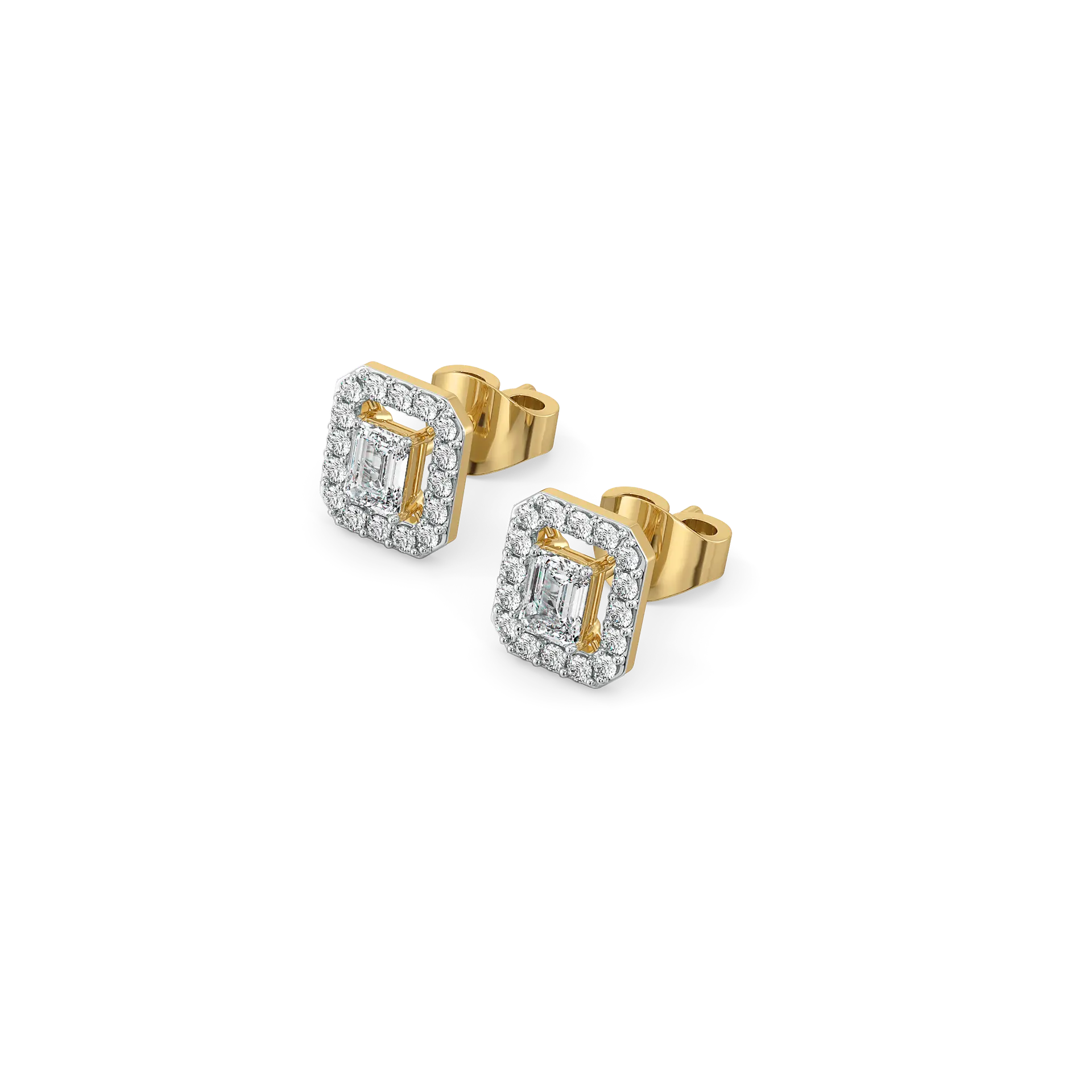 Lady in Emerald - Pure Gold Lab Diamond Solitaire Earrings — image 1