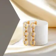 Link Chain - Lab Diamond Drop Earrings thumbnail 3