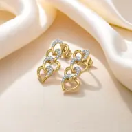 Linked Heart - Lab Diamond Drop Earrings thumbnail 1