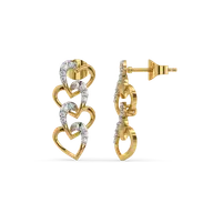 Linked Heart - Lab Diamond Drop Earrings thumbnail 5