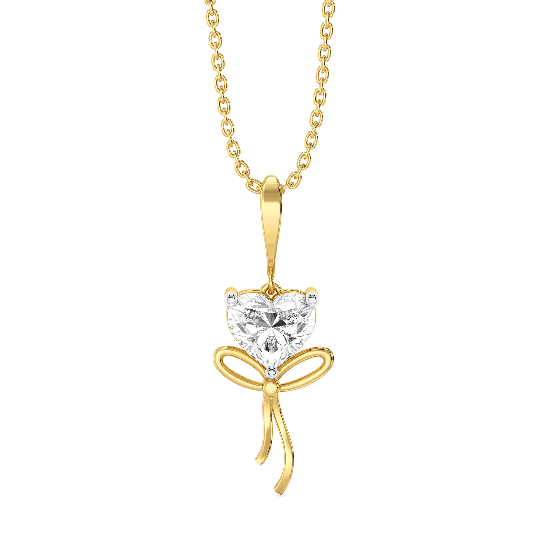 Little Bow Heart - Pure Gold Lab Diamond Pendant — image 1