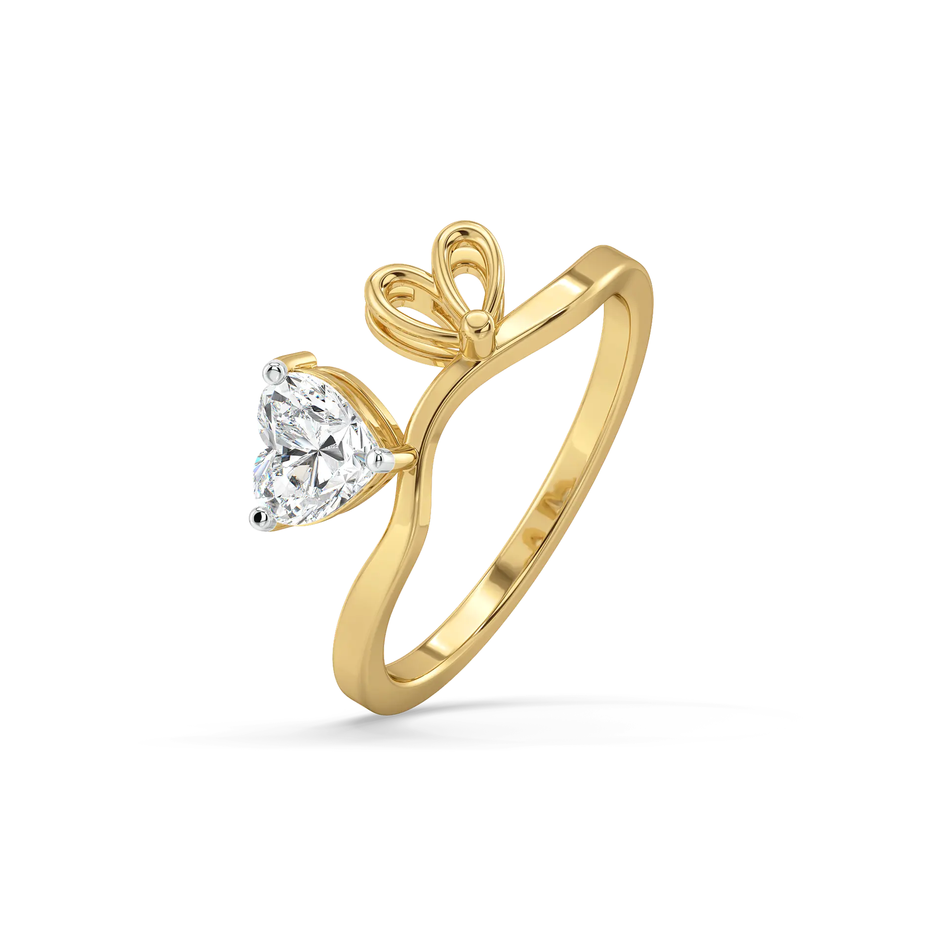 Little Bow Heart - Pure Gold Lab Diamond Ring — image 1