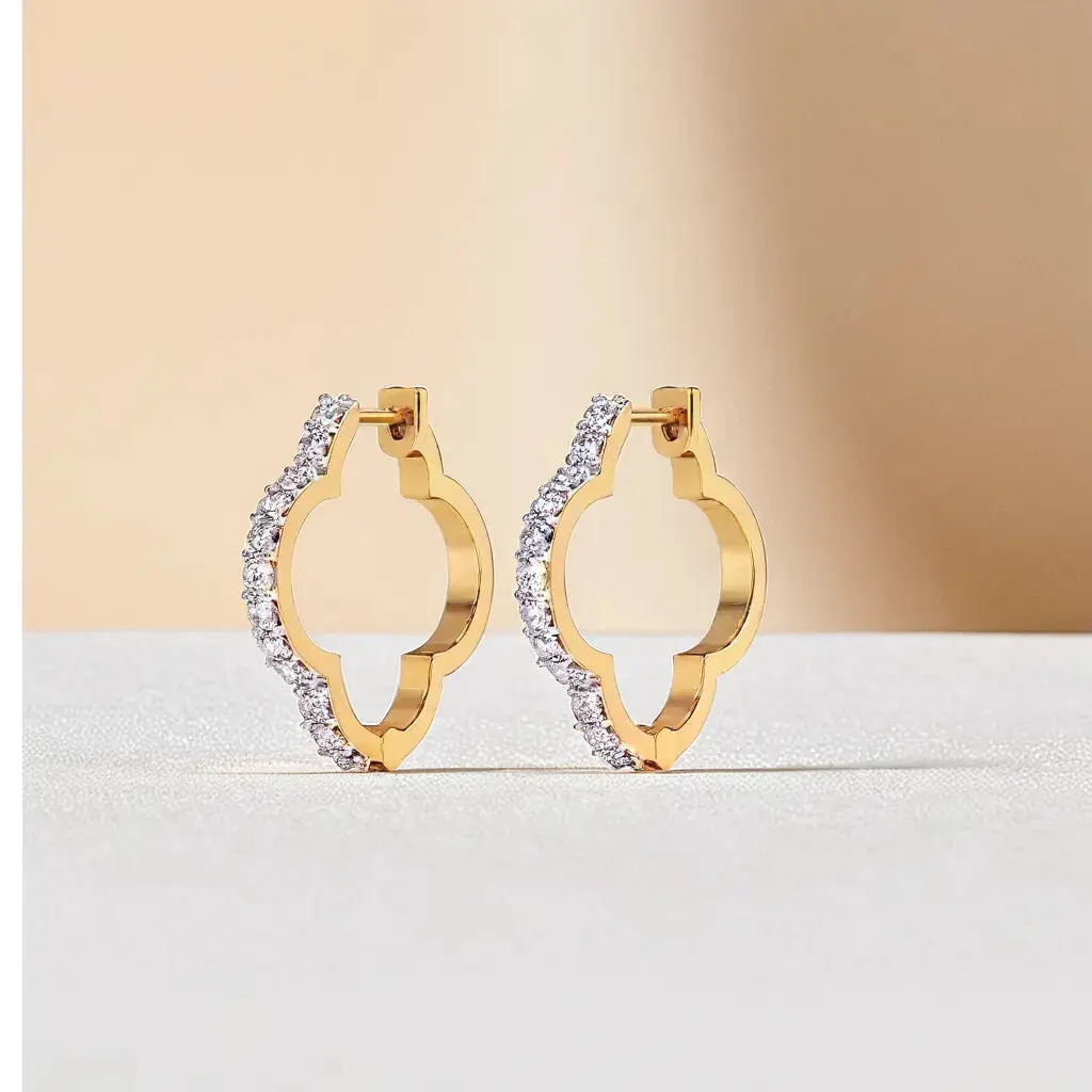 Lucky Clover Huggies - Lab Diamond Earrings