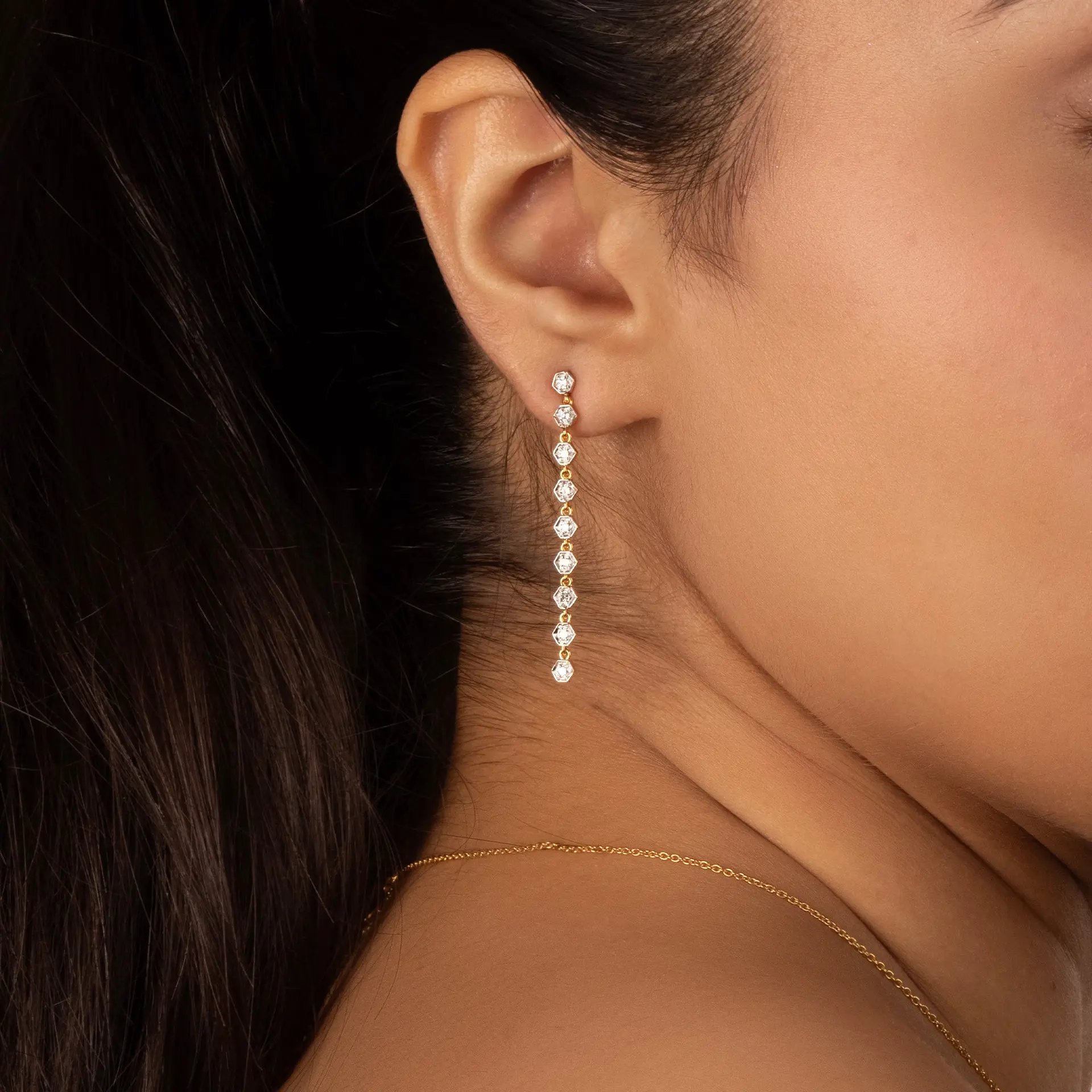 Lustrous Bezel - Lab Diamond Drop Earrings — image 1