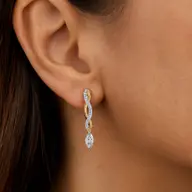 Marquise Drama Hoops - Pure Gold Lab Diamond Earrings thumbnail 2