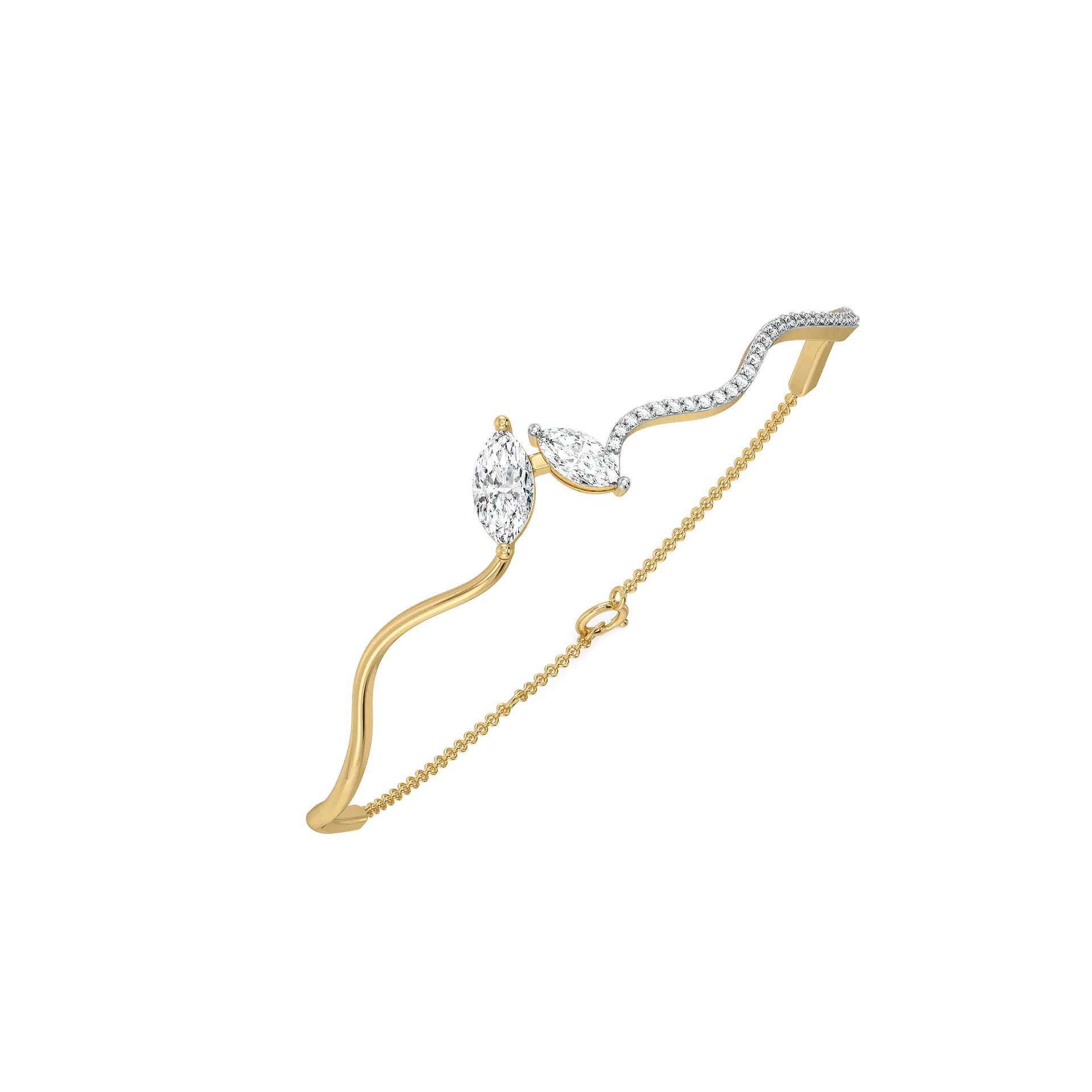 Marquise Drama - Pure Gold Lab Diamond Bangle
