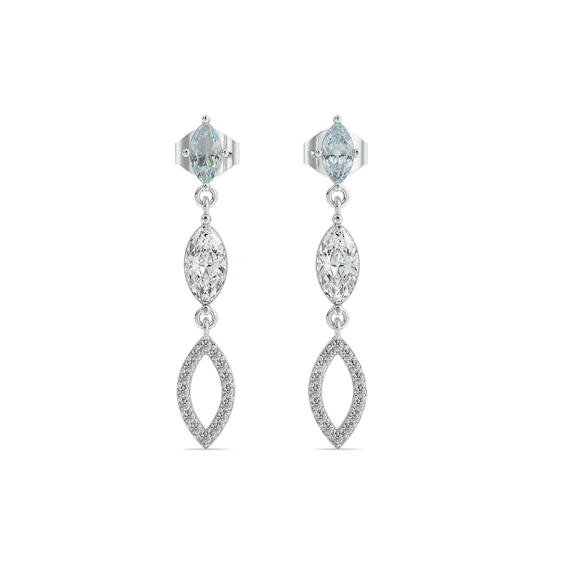 Marquise Mist Drops - Pure Gold Lab Diamond Earrings