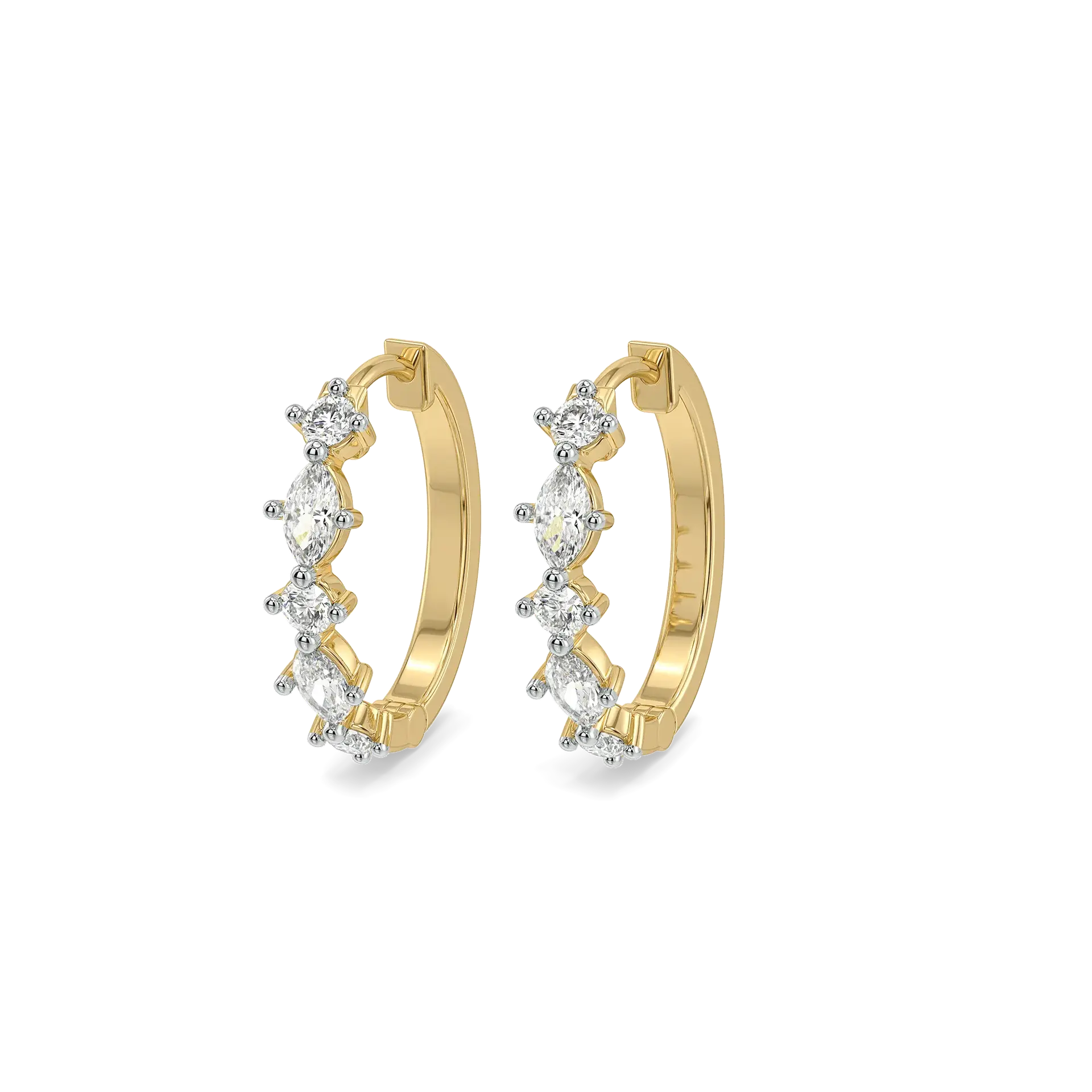 Marquise Rhythm Pure Gold Lab Grown Diamond Hoop Earrings