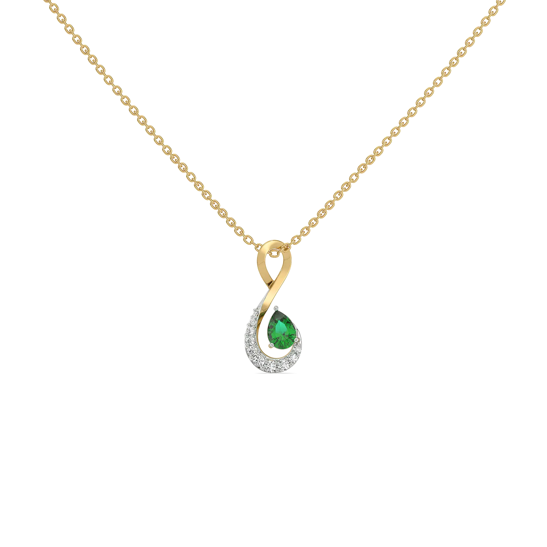 Melody of Emeralds - Lab Diamond Pendant Necklace — image 1