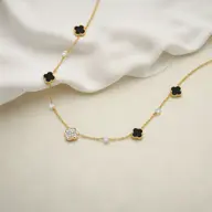 Midnight Enchanted - Lab Diamond Clover Necklace thumbnail 1