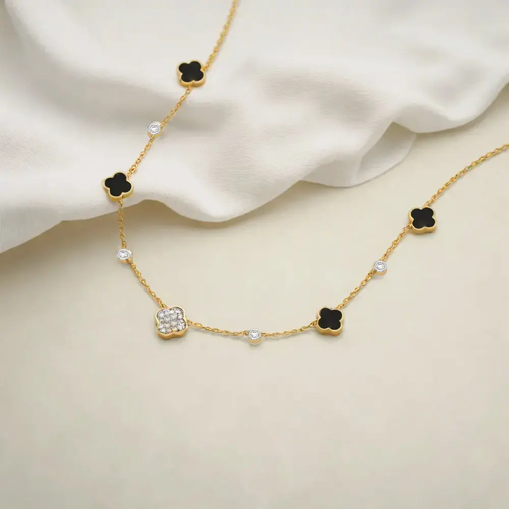 Midnight Enchanted - Lab Diamond Clover Necklace — image 1