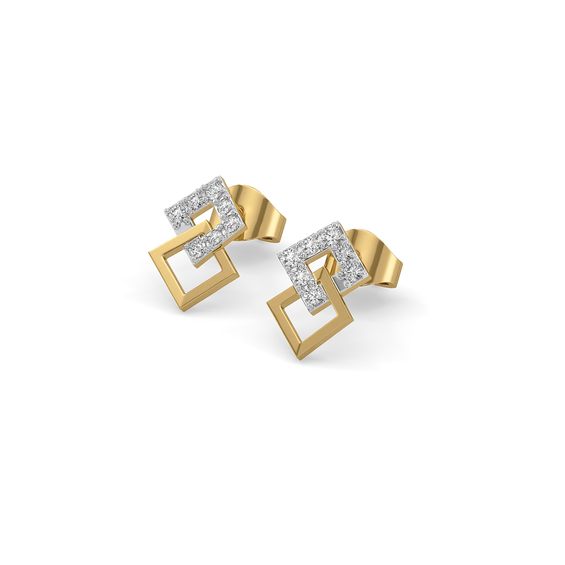 Mini Squares - Pure Gold Lab Diamond Stud Earrings — image 1
