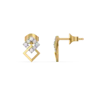 Mini Squares - Pure Gold Lab Diamond Stud Earrings thumbnail 4