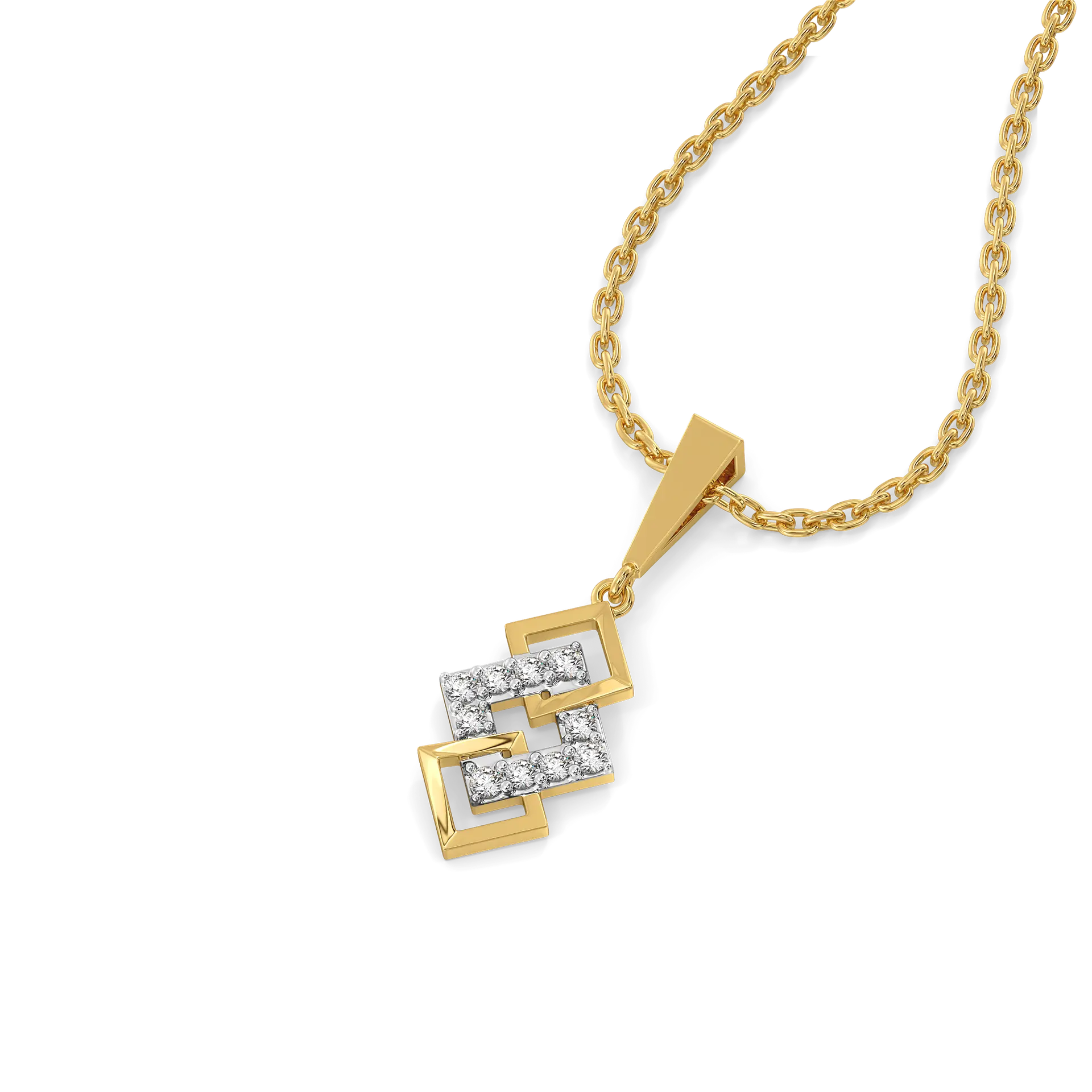 Mini Squares - Pure Gold Lab Diamond Pendant — image 1