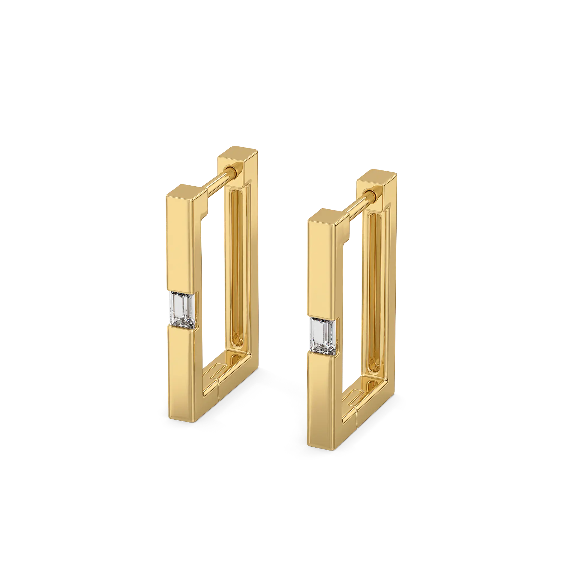 Modern Baguette Hoop - Lab Diamond Earrings