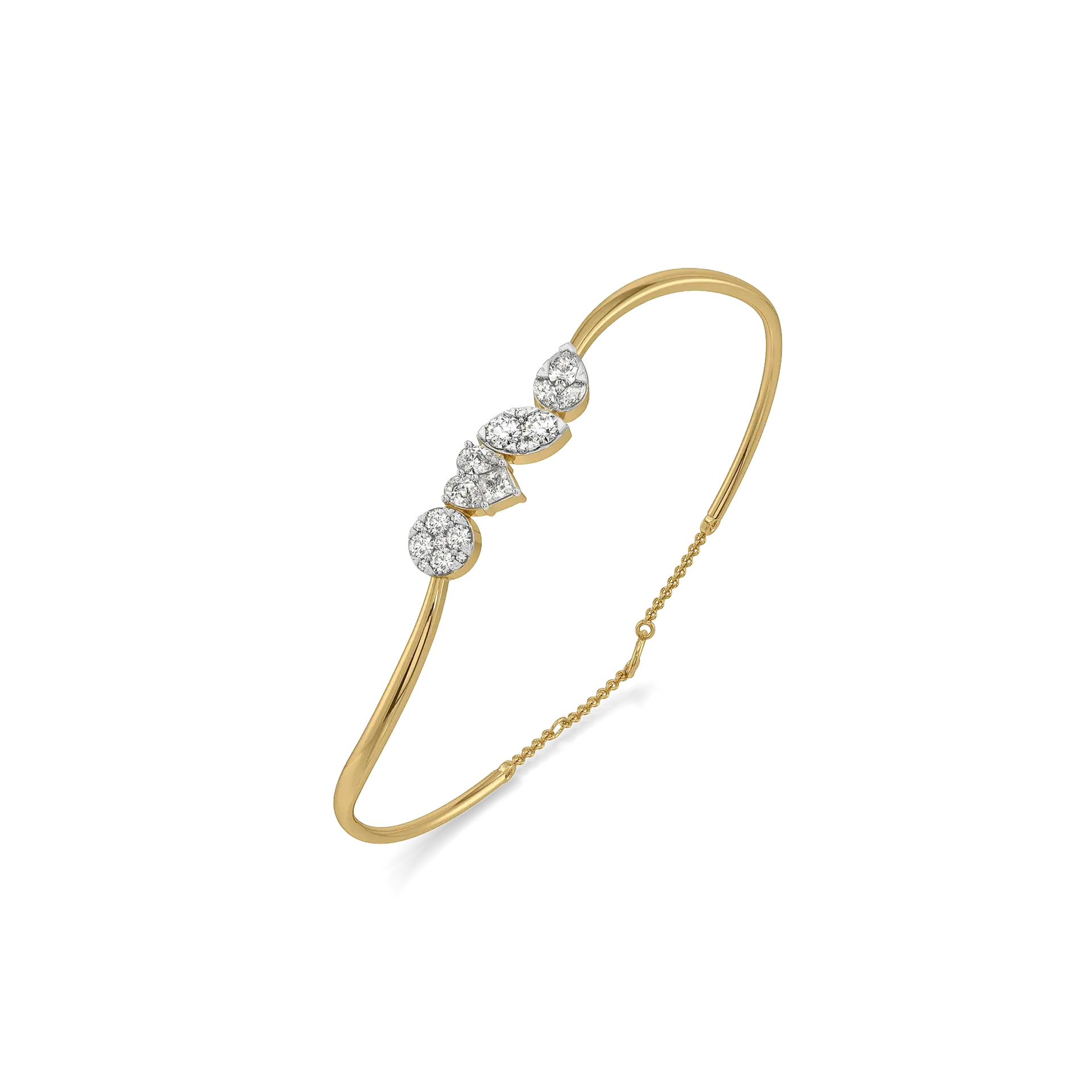 Mosaic Fancy Pure Gold Lab Grown Diamond Bangle