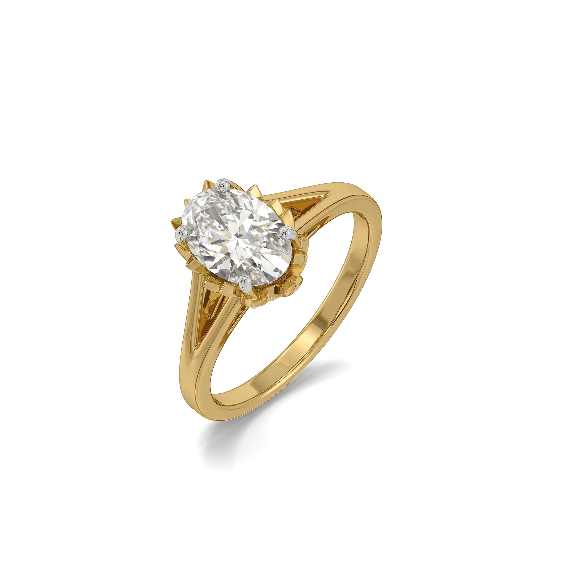 Oval Lotus Lab Grown Diamond Solitaire Ring