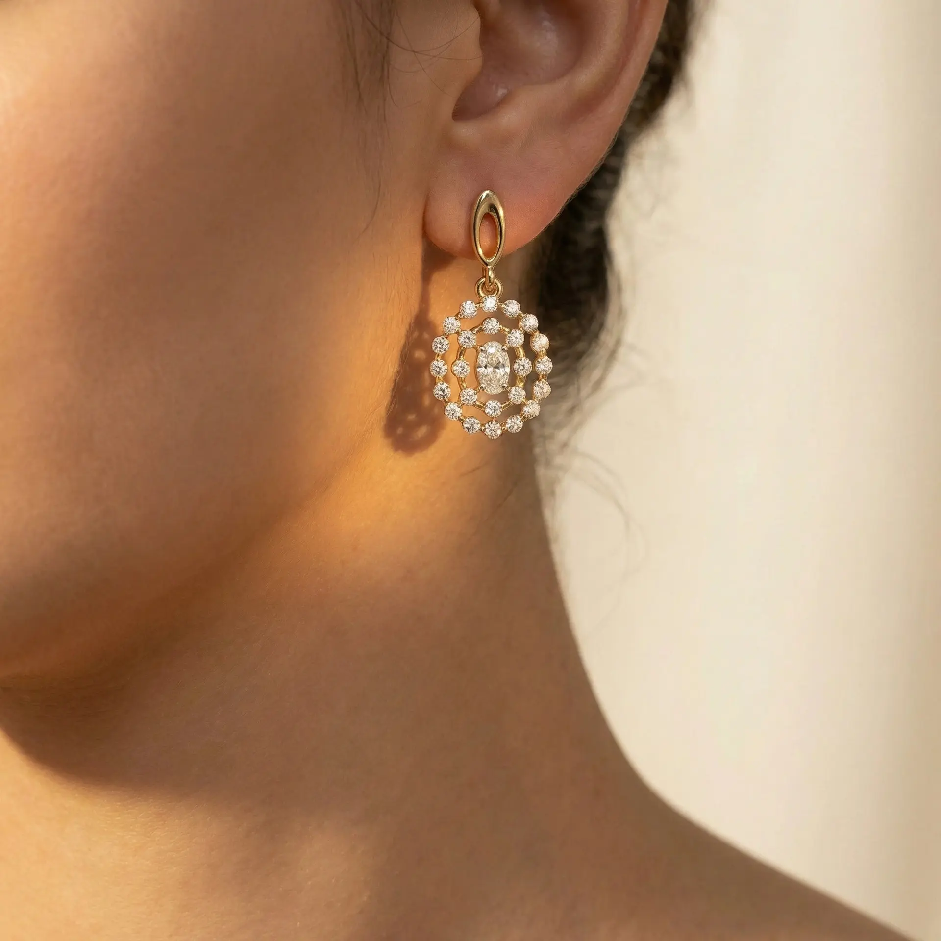 Oval Radiance - Pure Gold Lab Diamond Solitaire Drop Earrings
