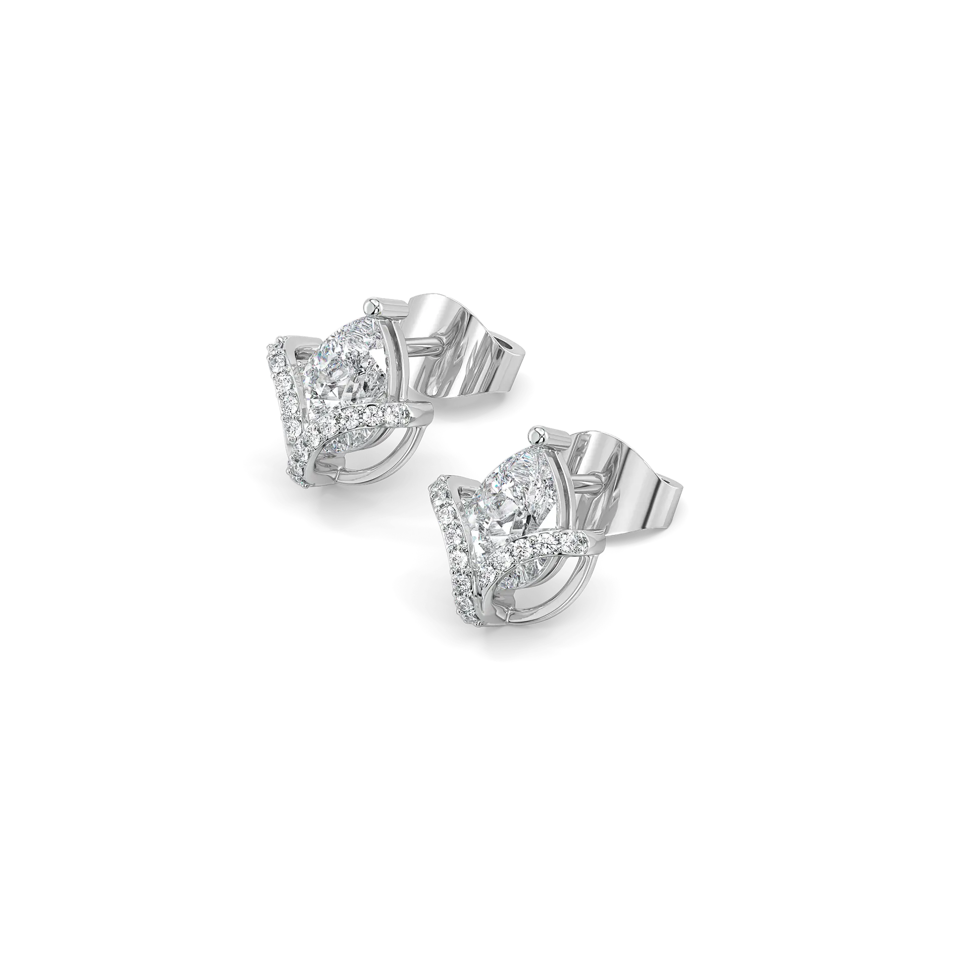 Overlaced in Pear - Pure Gold Lab Diamond Solitaire Earrings — image 1