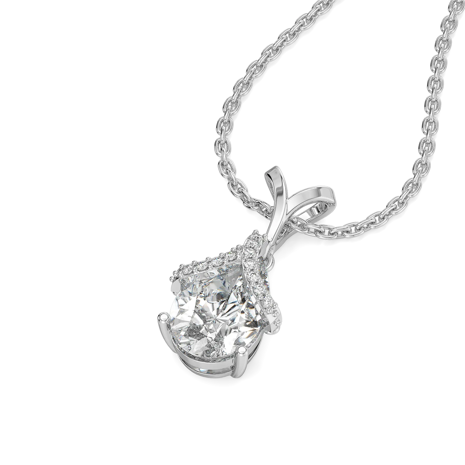 Overlaced in Pear - Pure Gold Lab Diamond Solitaire Pendant — image 1