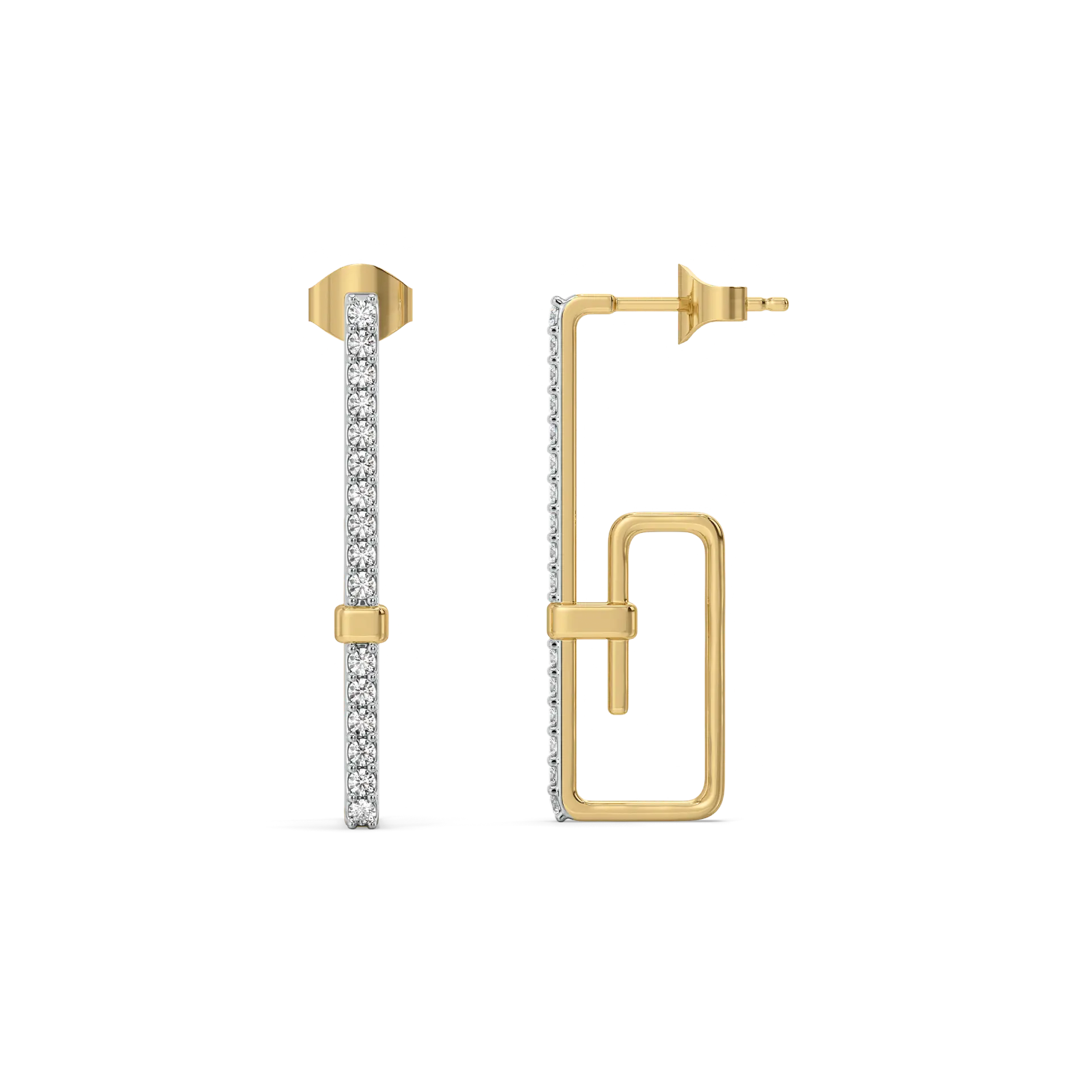 Paper Clip - Lab Diamond Hoop Earrings