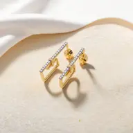 Paper Clip - Lab Diamond Hoop Earrings thumbnail 3