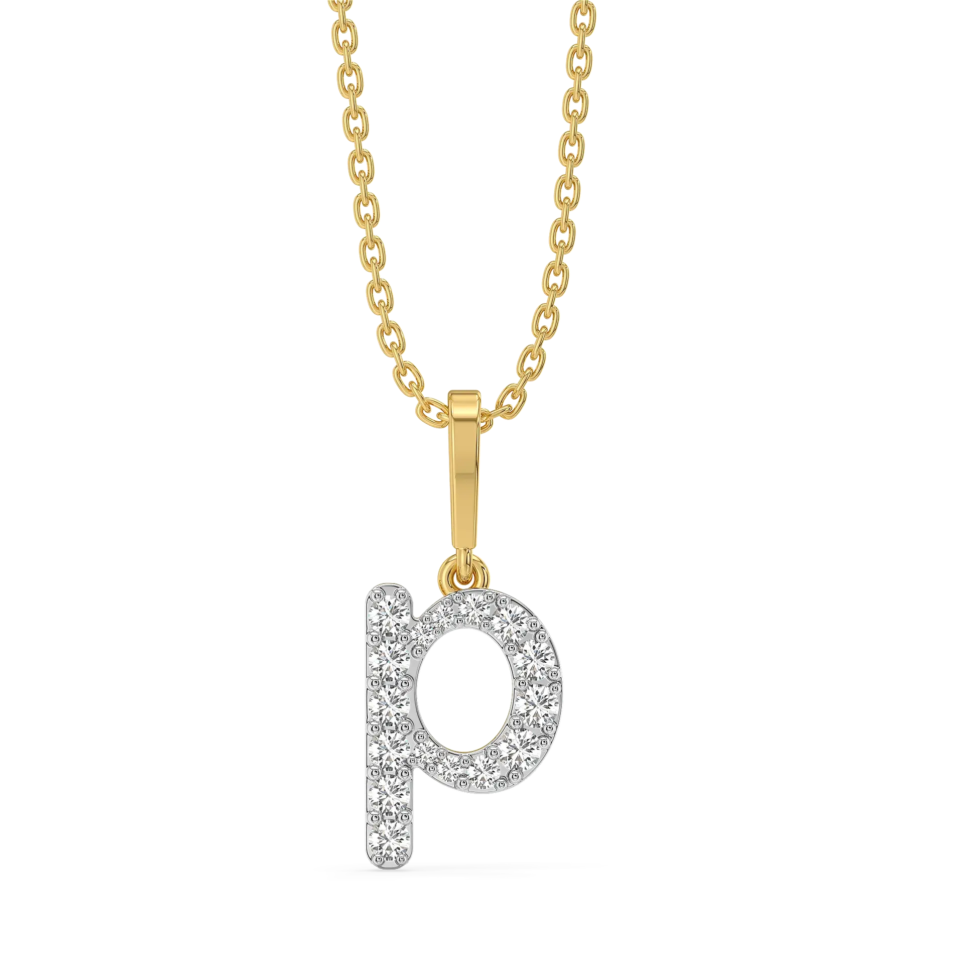 Peekaboo P - Lab Diamond Alphabet Pendant — image 1