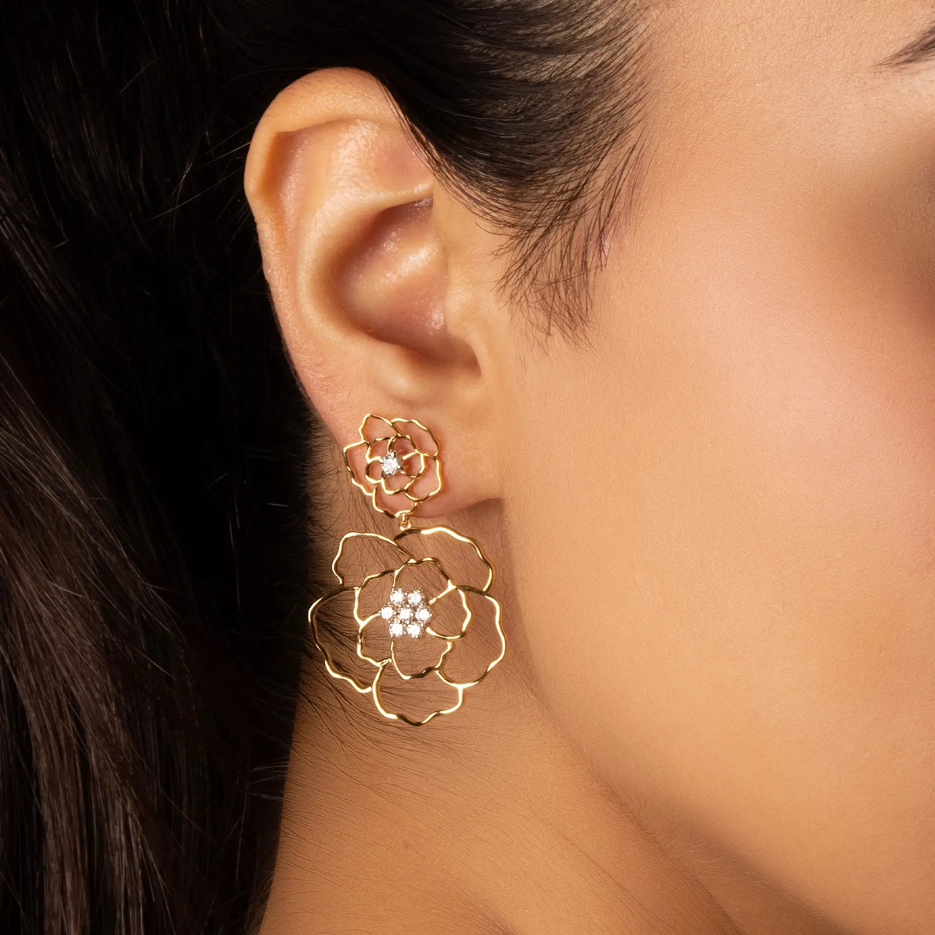 Petal Radiance - Lab Diamond Drop Earrings — image 1