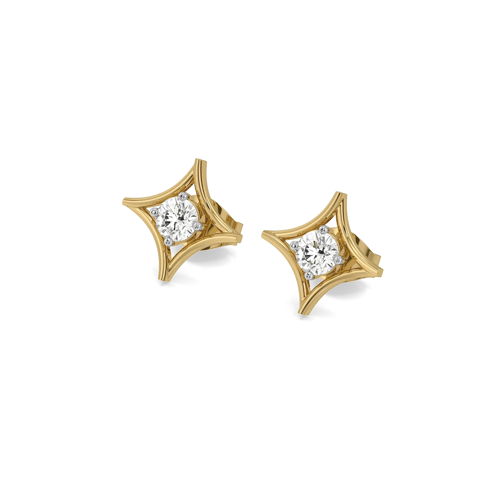 Polaris Compass - Pure Gold Lab Diamond Earrings
