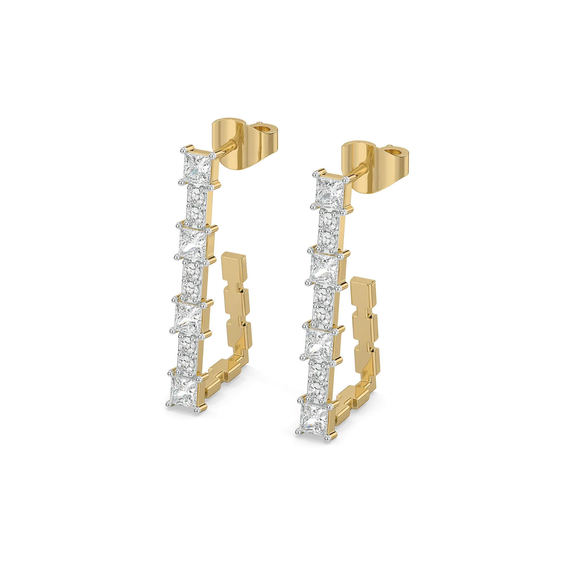 Princess Pathway Hoop - Pure Gold Lab Diamond Earrings