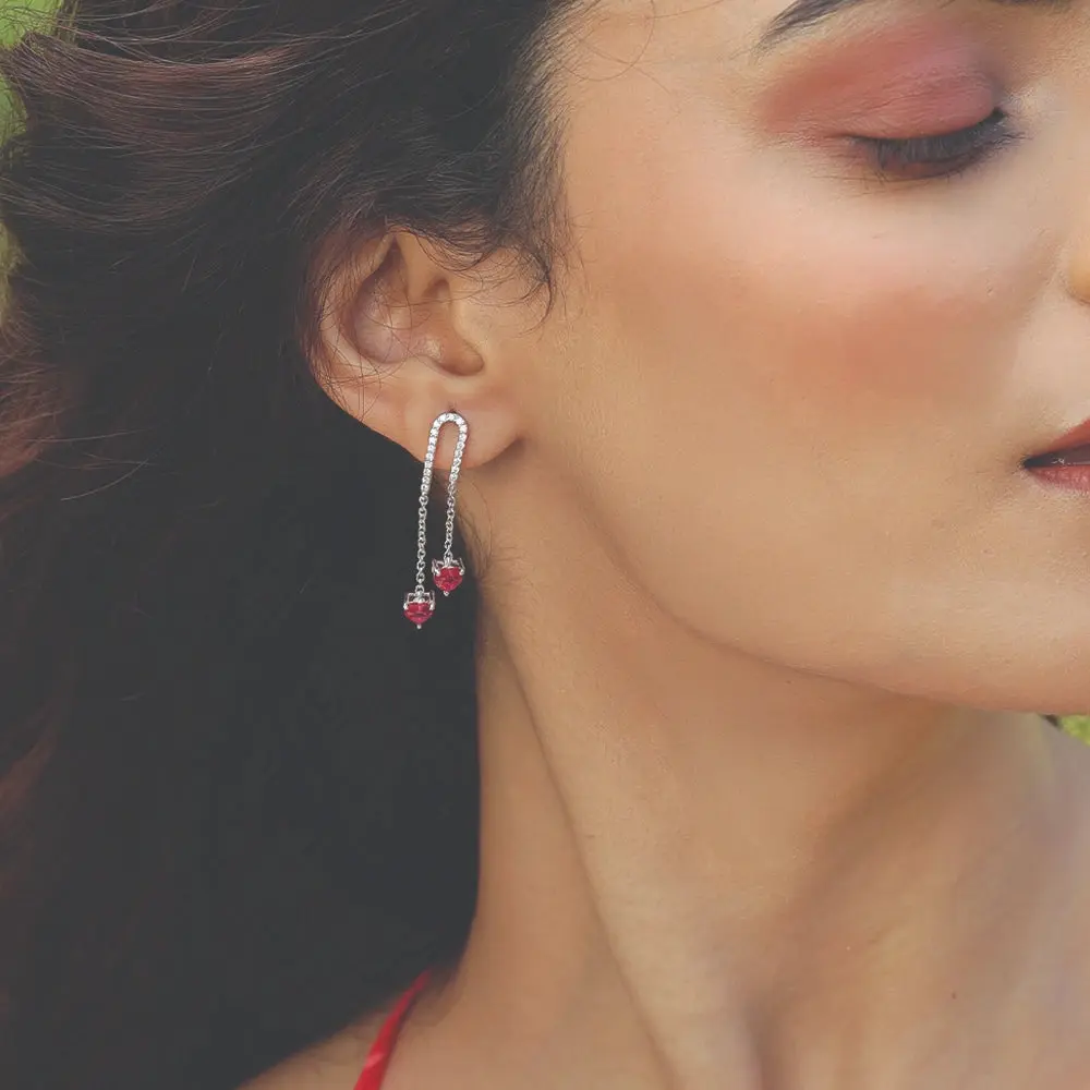 Radiant Heart Drops-Ruby Earrings — image 1