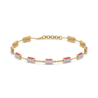 Red Enamel Accent - Lab Diamond Chrome Bracelet thumbnail 1