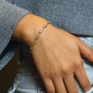 Red Enamel Accent - Lab Diamond Chrome Bracelet thumbnail 2