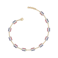 Red Enamel Accent - Lab Diamond Chrome Bracelet thumbnail 4