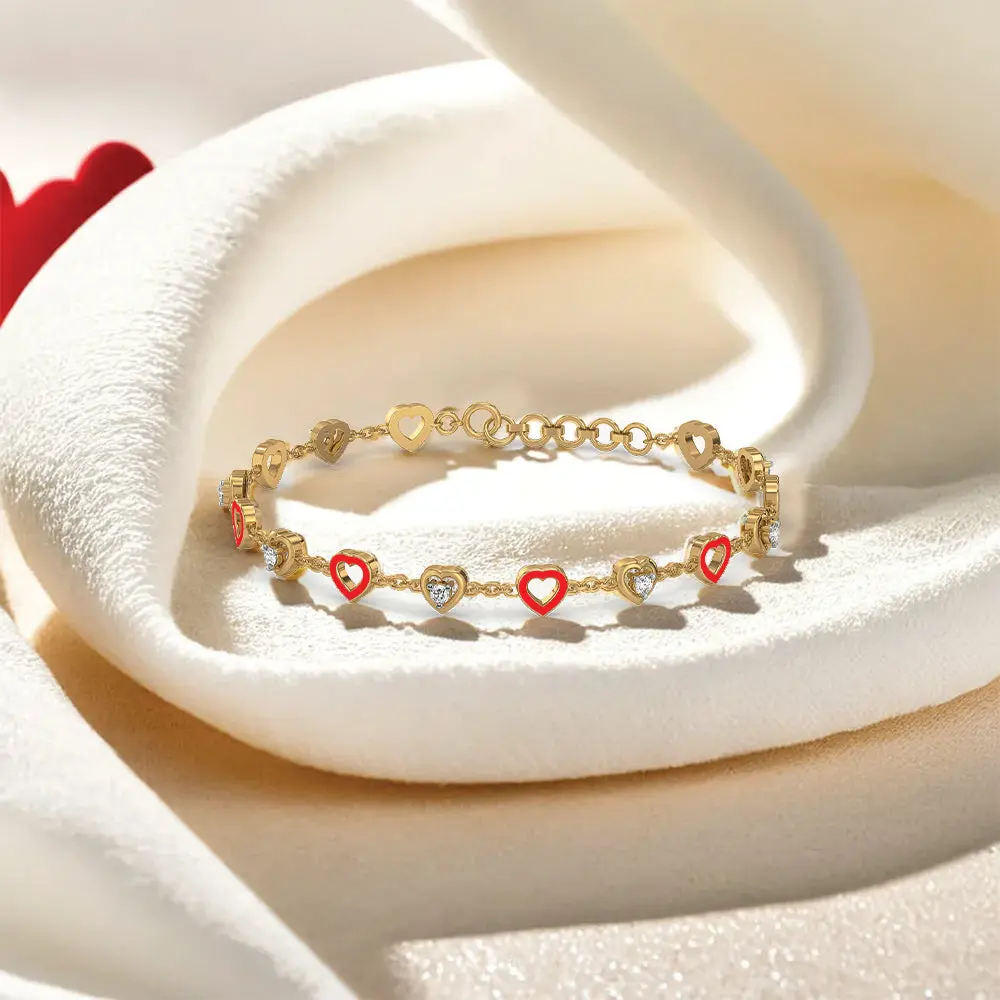 Red Heart - Lab Diamond Station Bracelet — image 1