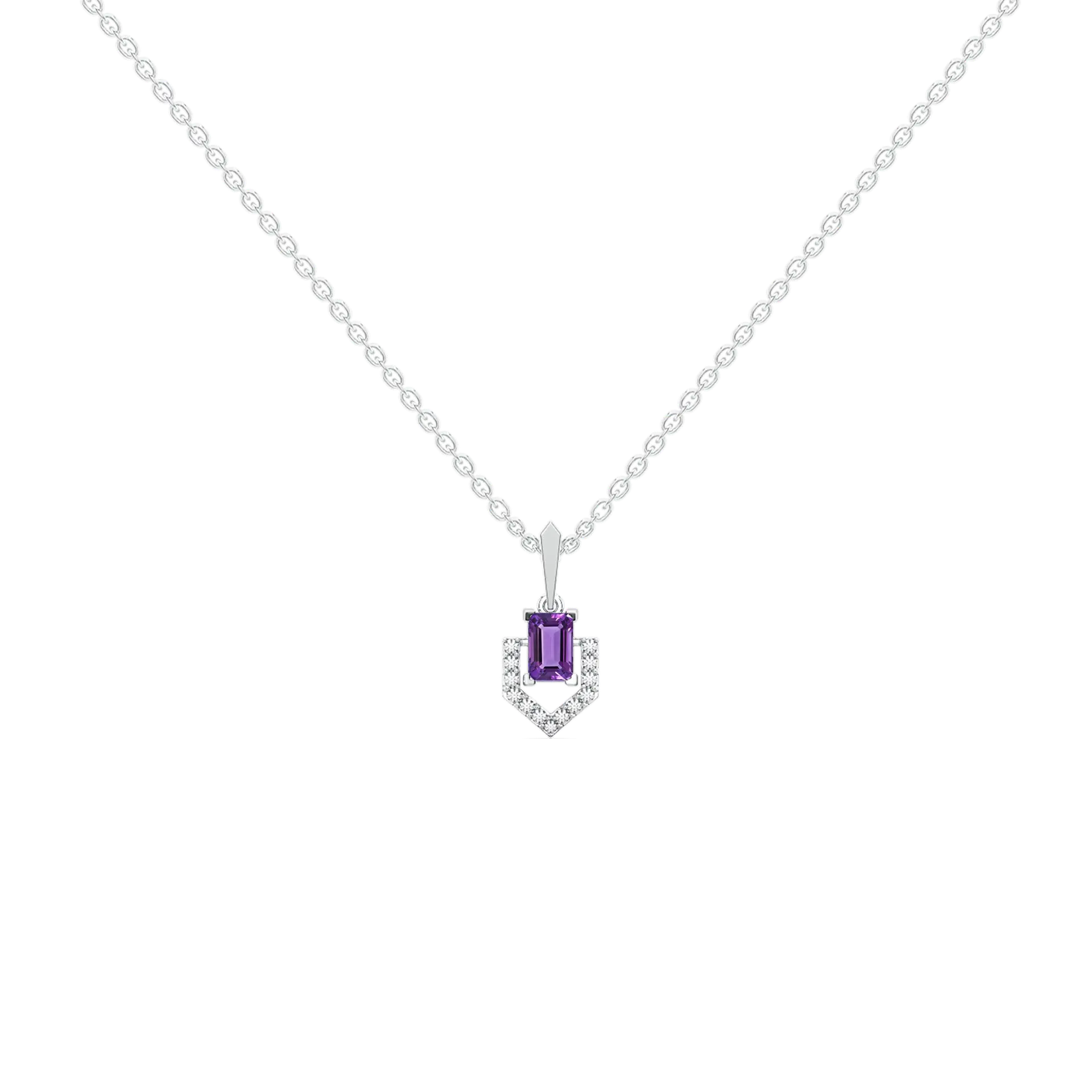 Regal Amethyst - Lab Diamond Pendant Necklace — image 1