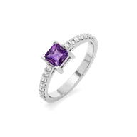 Regal Amethyst - Lab Diamond Square Ring thumbnail 1