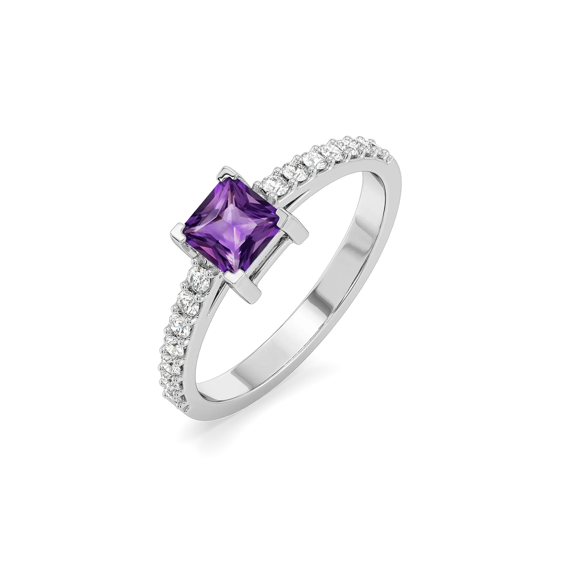 Regal Amethyst - Lab Diamond Square Ring — image 1