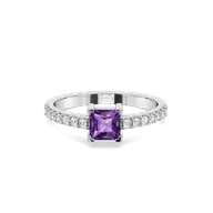 Regal Amethyst - Lab Diamond Square Ring thumbnail 3