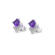 Regal Amethyst - Lab Diamond Stud Earrings thumbnail 1