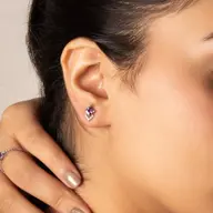 Regal Amethyst - Lab Diamond Stud Earrings thumbnail 2