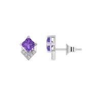 Regal Amethyst - Lab Diamond Stud Earrings thumbnail 4