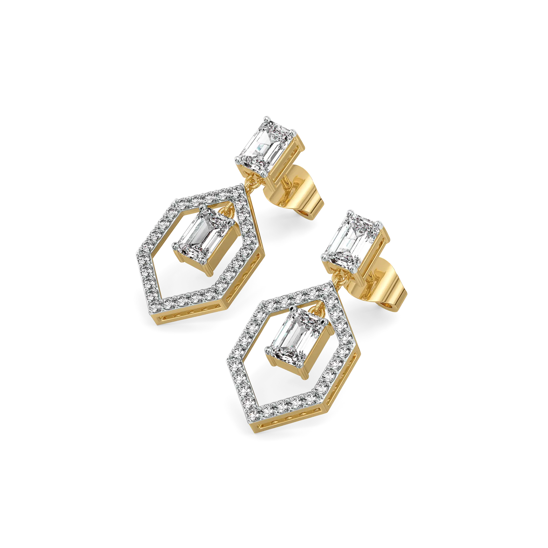 Rhythm of Emerald - Pure Gold Lab Diamond Solitaire Earrings — image 1