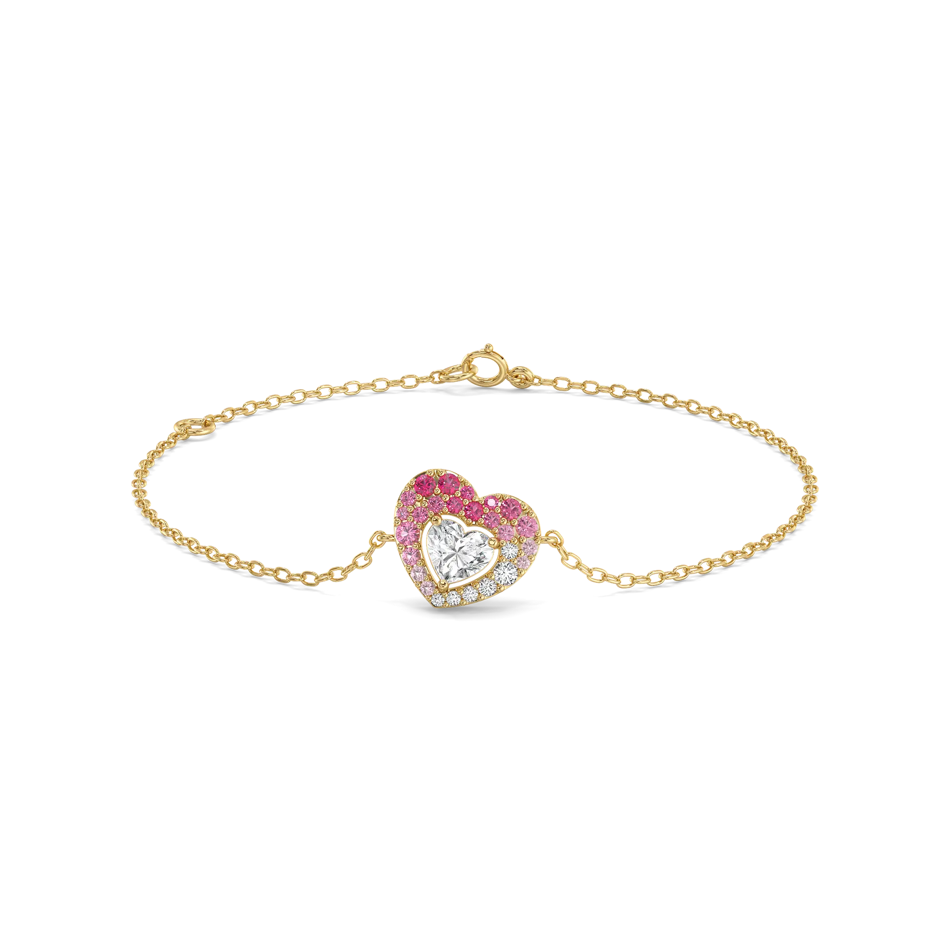 Rosé Heart Pure Gold Lab Diamond Bracelet