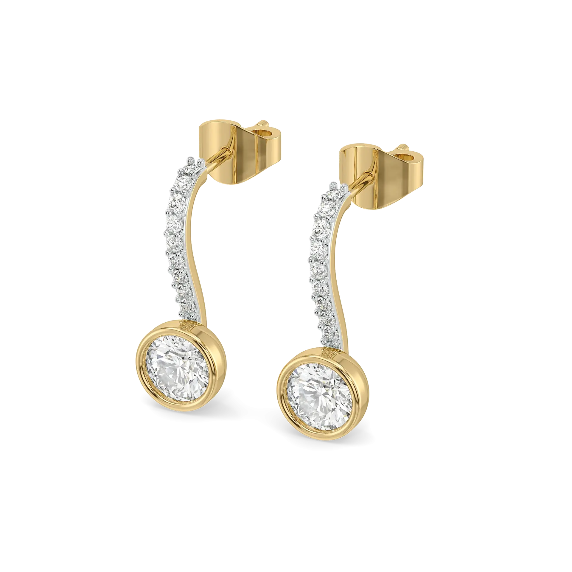 Round Curves Drop Lab Grown Diamond Earrings
