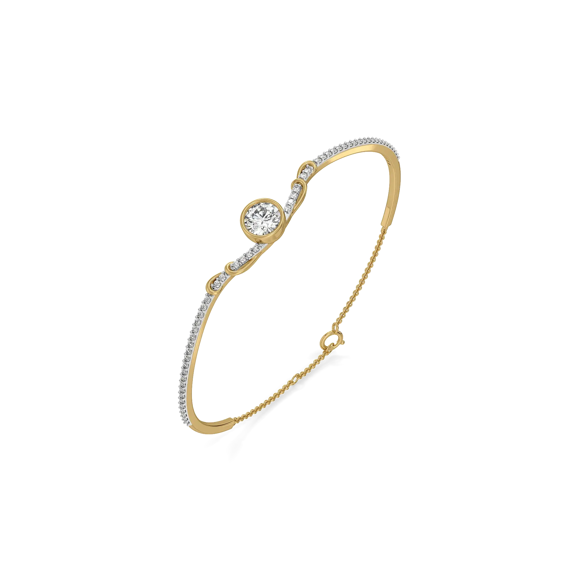 Round Wave Lab Grown Diamond Bangle