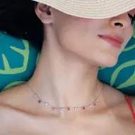 Scarlet Whisper - Lab Diamond & Ruby Station Necklace thumbnail 1